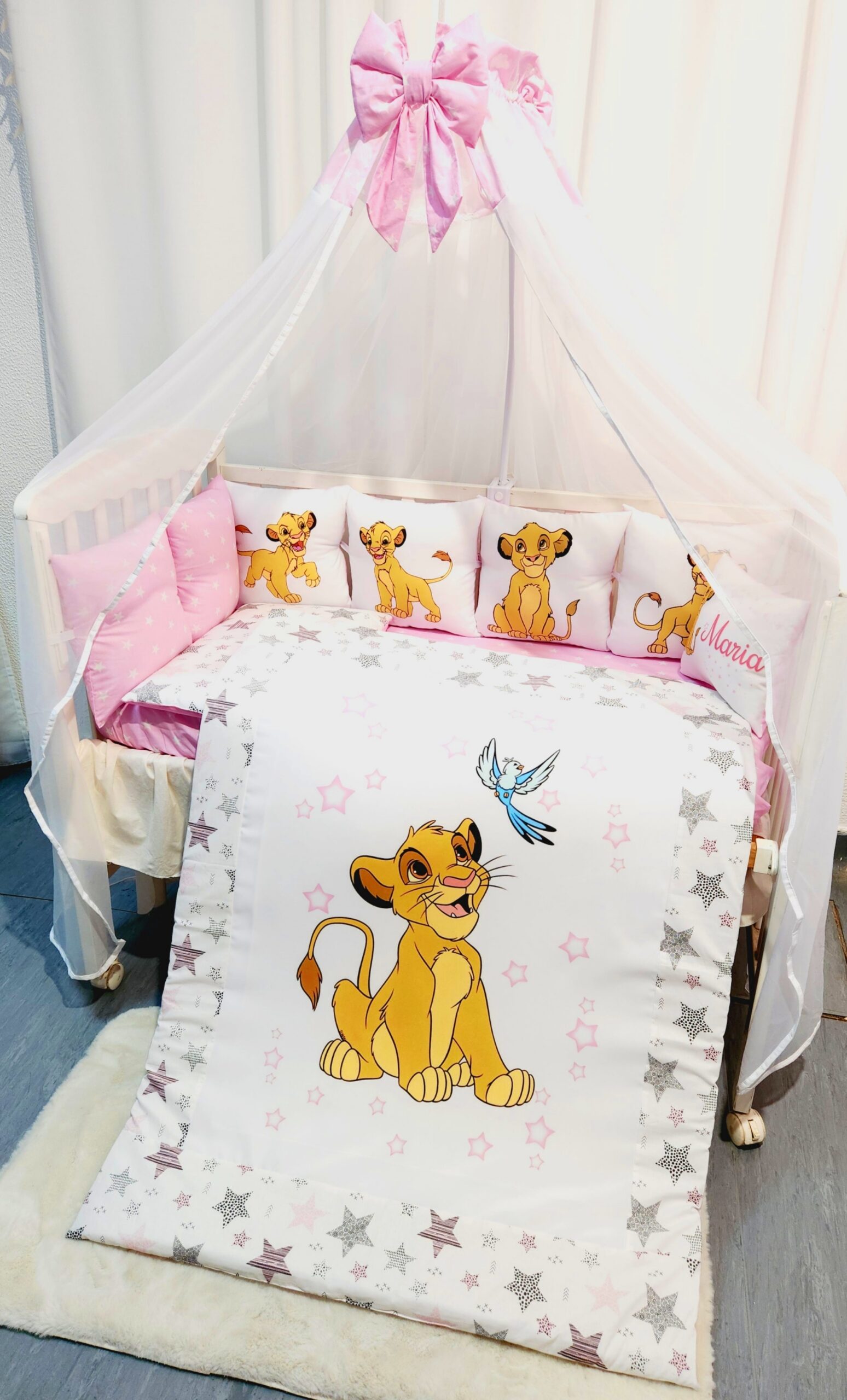 Conjunto 8 peças «Rei Leão estrelas rosas»