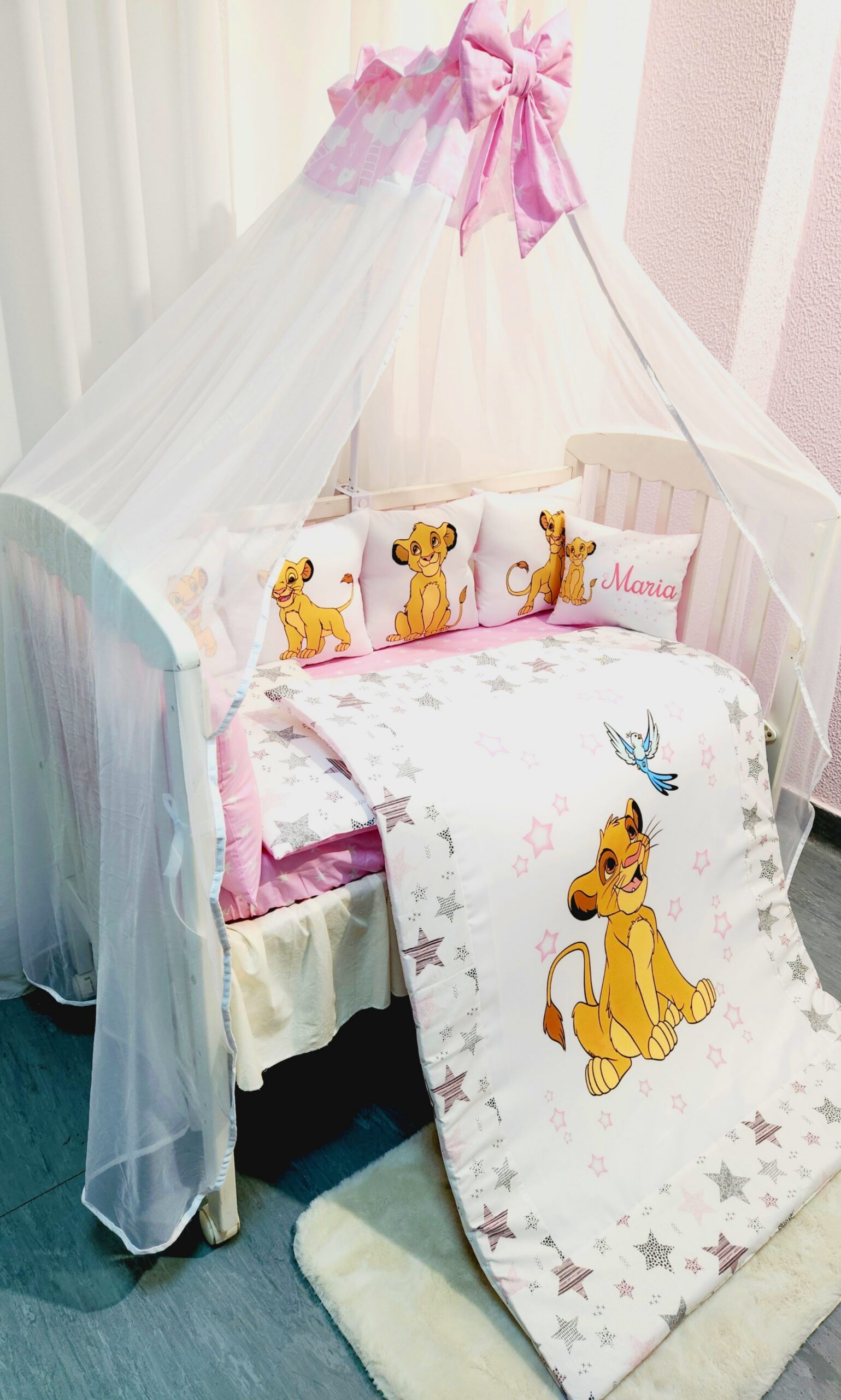 Conjunto 8 peças «Rei Leão estrelas rosas»