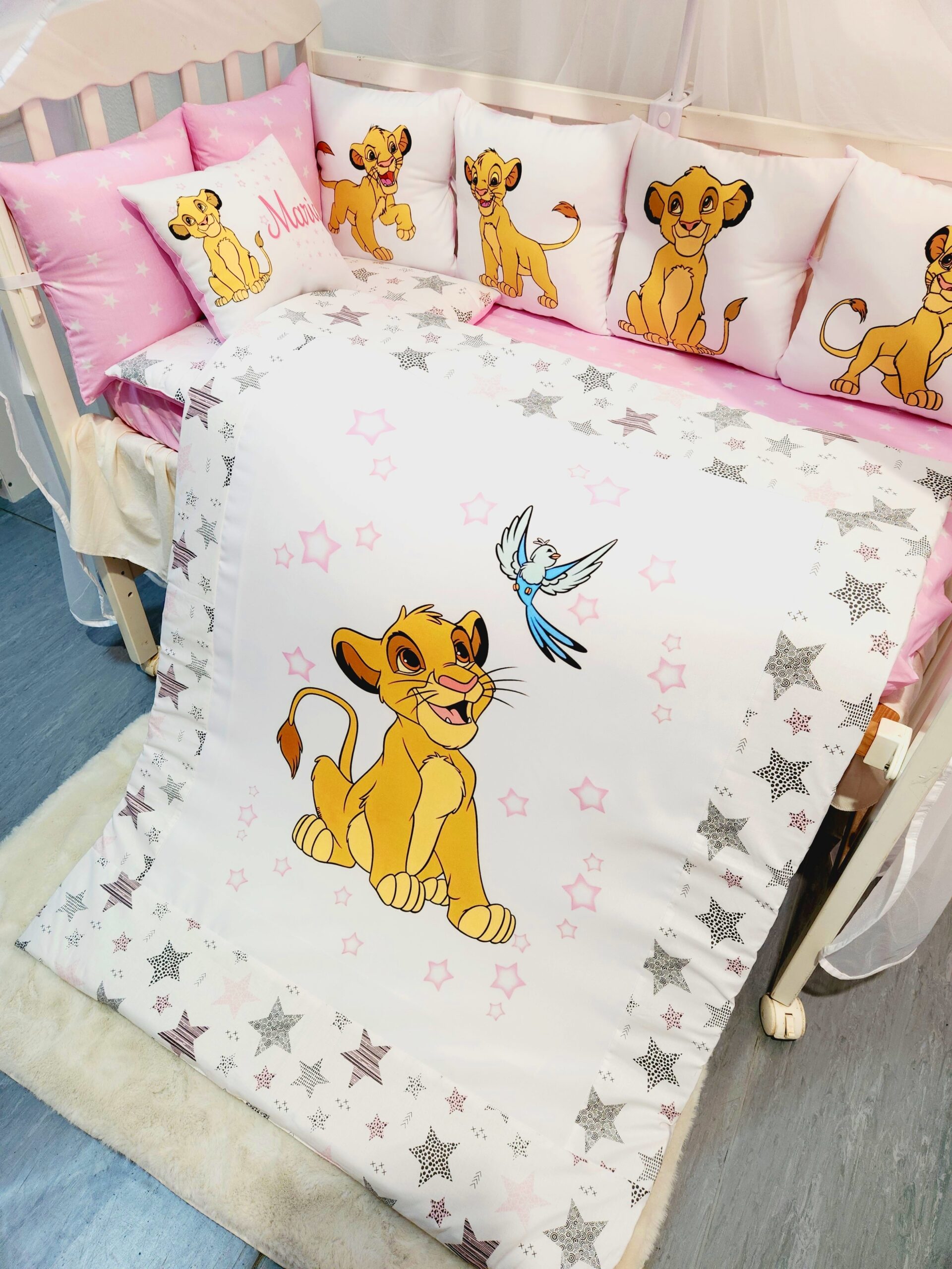 Conjunto 8 peças «Rei Leão estrelas rosas»