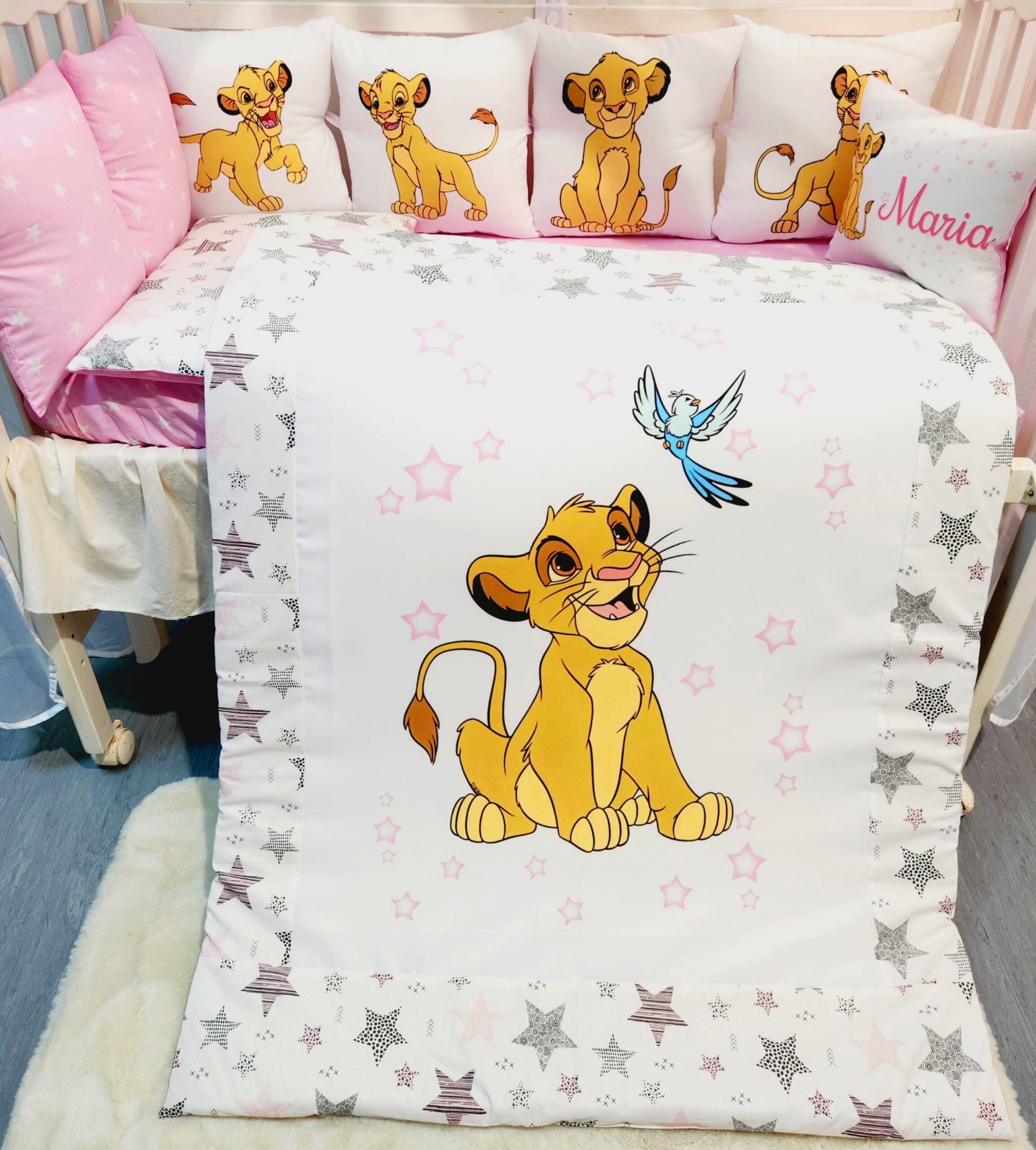 Conjunto 8 peças «Rei Leão estrelas rosas»