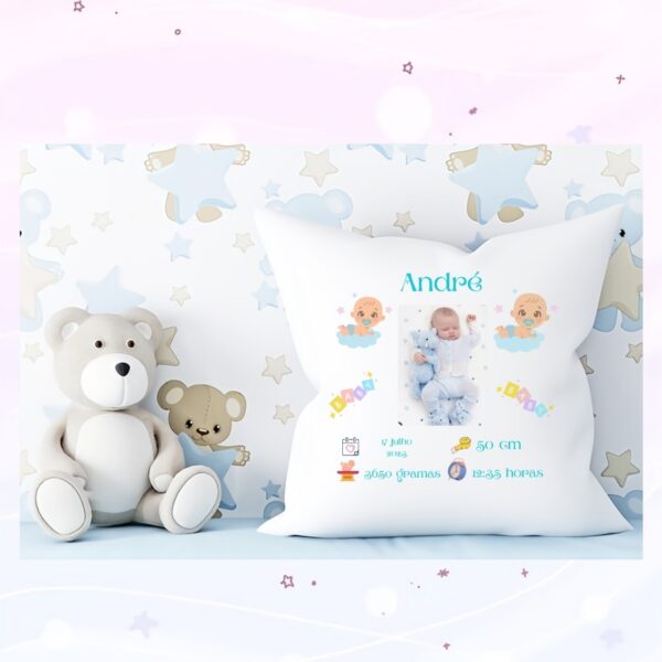 Almofada Dados Nascimento Menino 2
