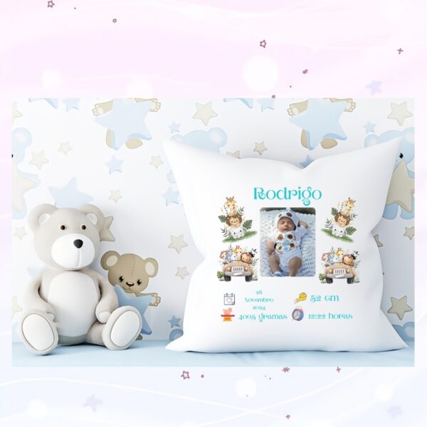 Almofada Dados Nascimento Menino Safari