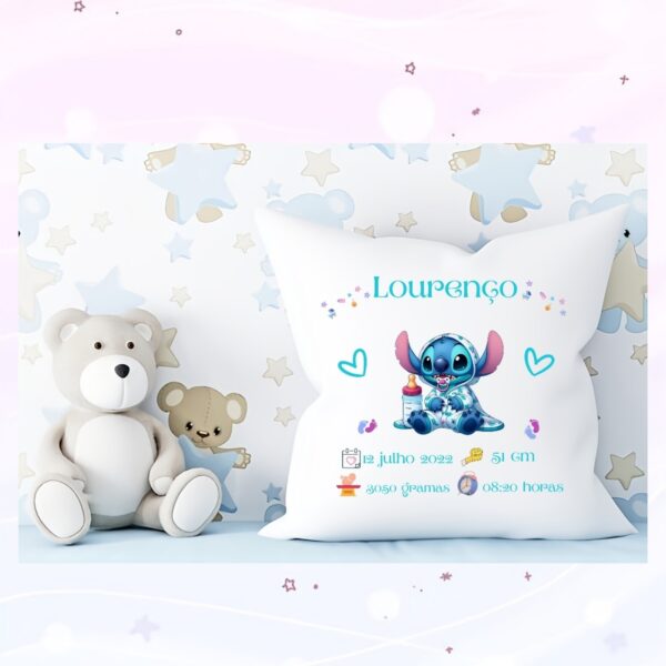 Almofada Dados Nascimento Stitch bebé
