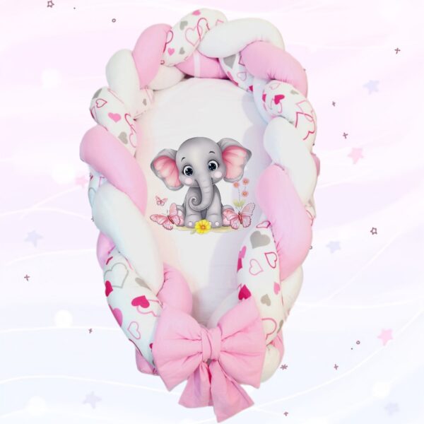 Ninho/Protetor 2 em 1 «Elefante rosa»