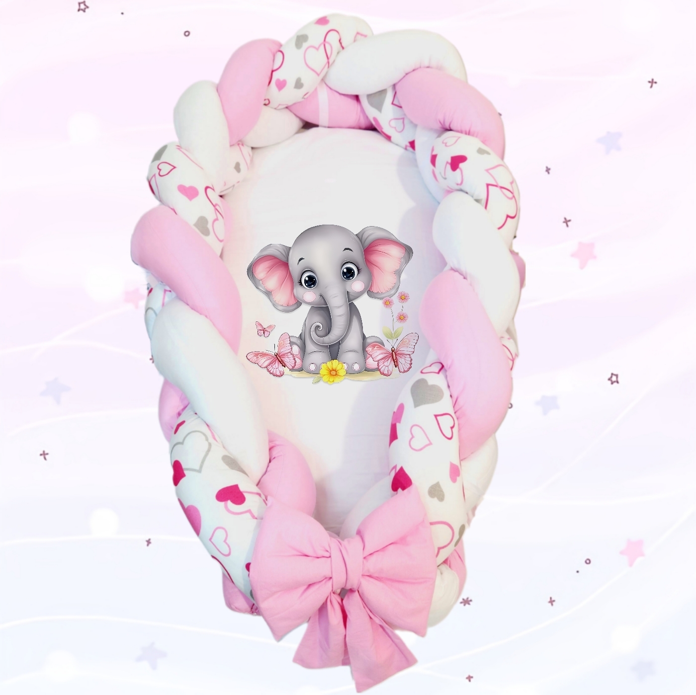 Ninho/Protetor 2 em 1 «Elefante rosa»