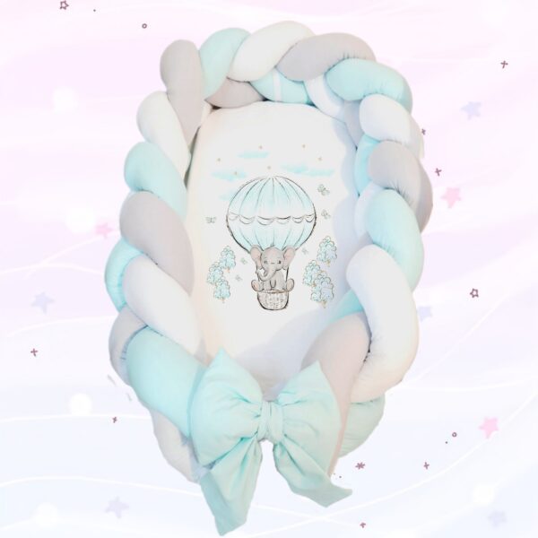 Ninho/Protetor 2 em 1 «Elefante verde agua»