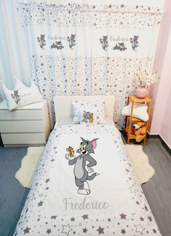 Conjunto para cama solteiro 90×200cm «Tom com estrelas cinzentas»