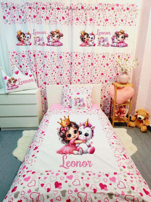 Conjunto para cama solteiro 90×200cm «Princesa com unicórnio»