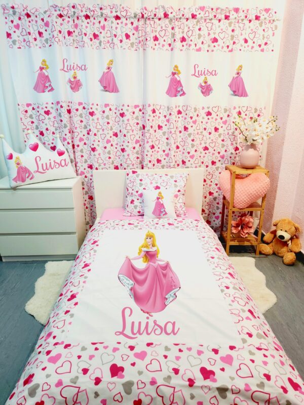 Conjunto para cama solteiro 90×200cm «Princesa com corações»