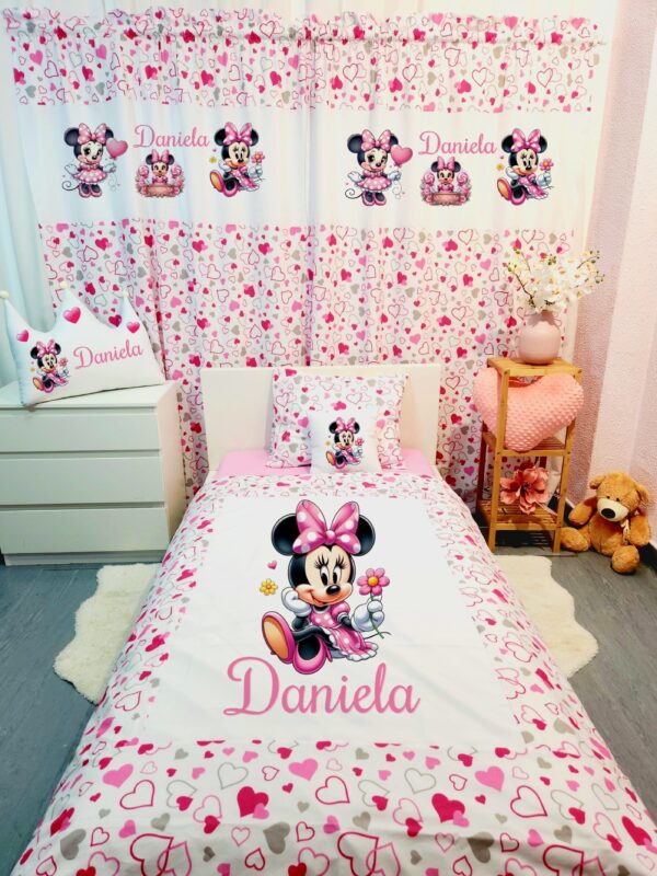 Conjunto para cama solteiro 90×200cm  «Minnie com flor»