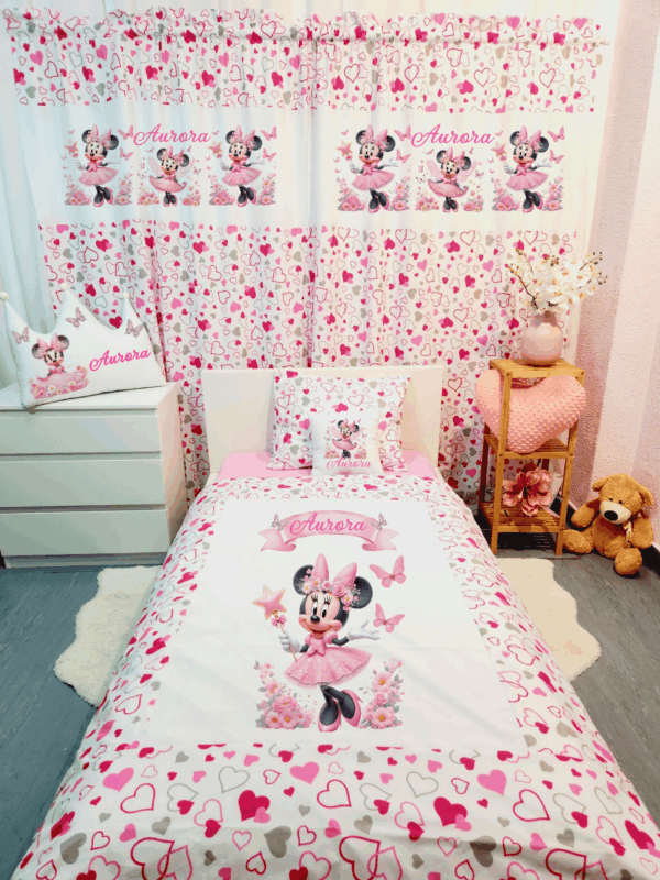 Conjunto para cama solteiro 90×200cm  «Minnie com borboletas»