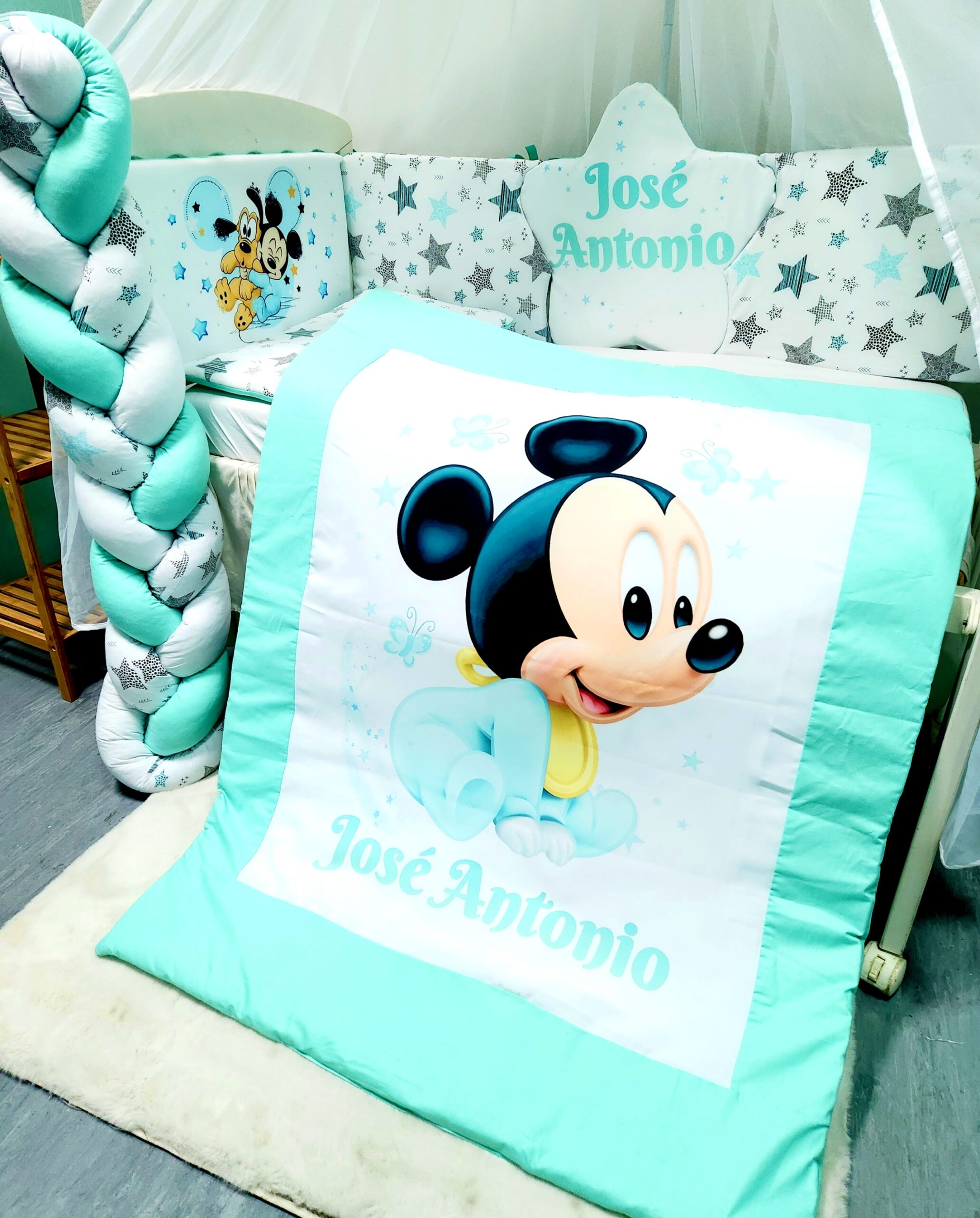 Conjunto Conforto «Mickey estrelas verde agua»