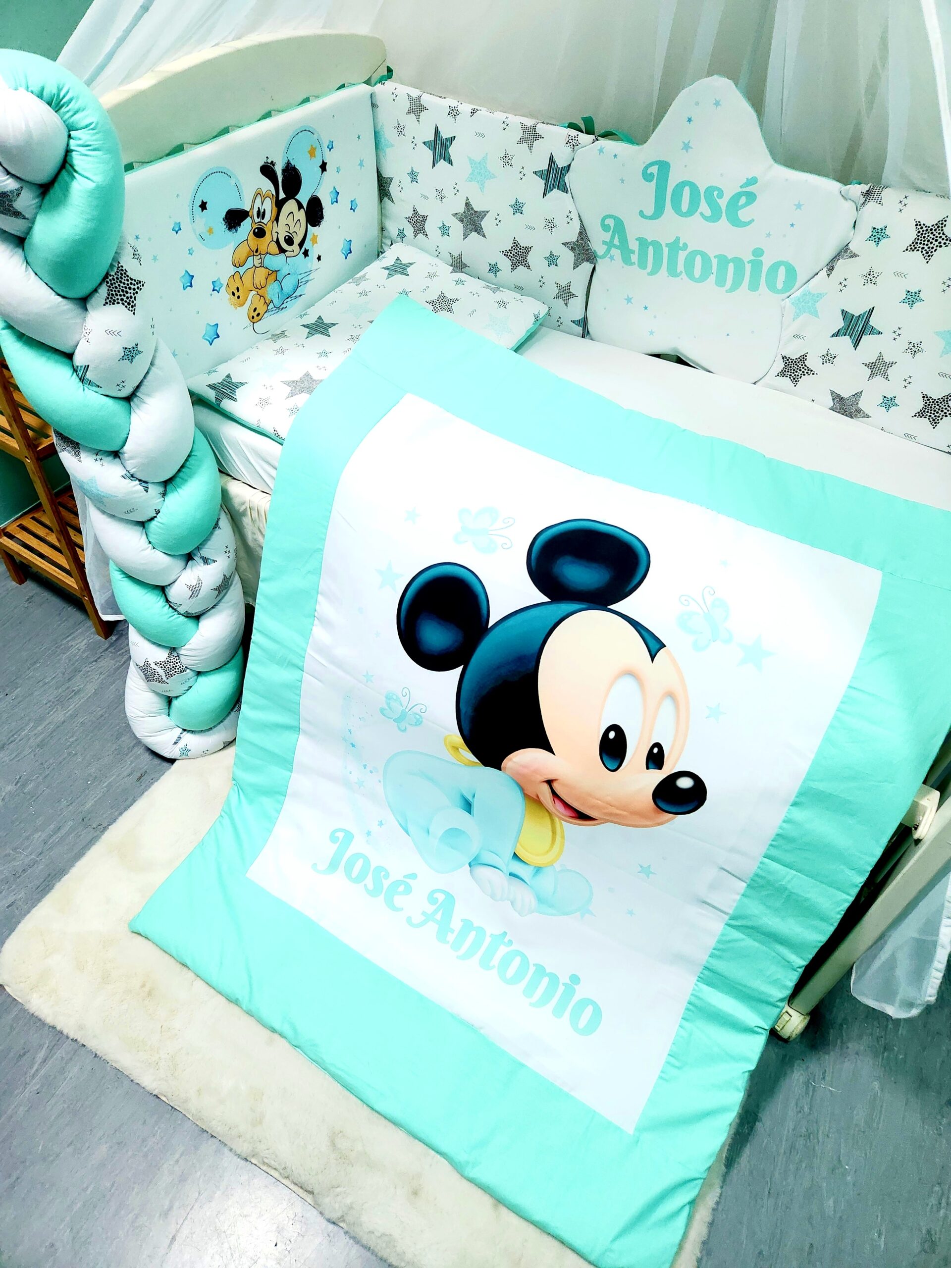 Conjunto Conforto «Mickey estrelas verde agua»