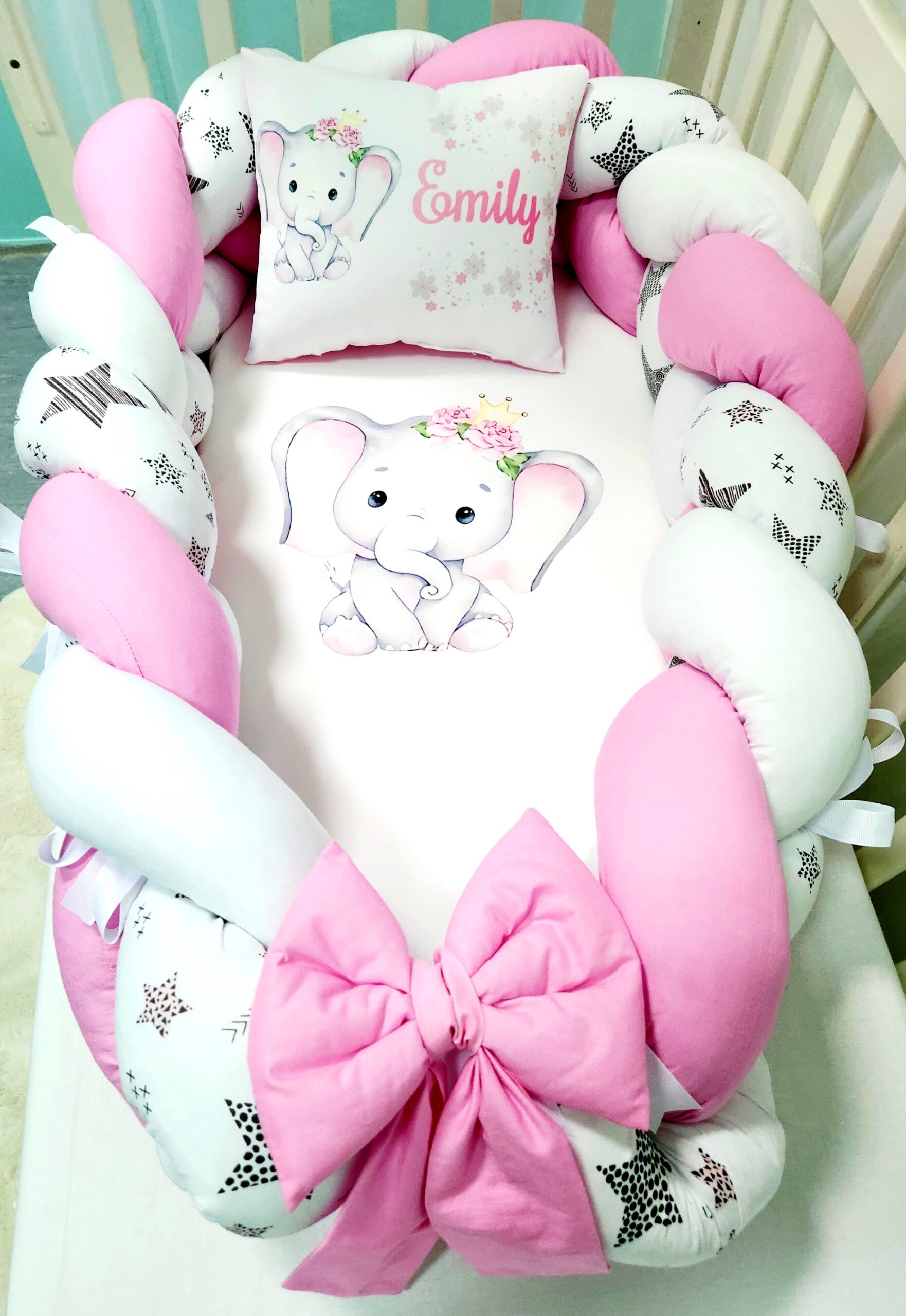 Ninho/Protetor 2 em 1 «Elefante rosa»