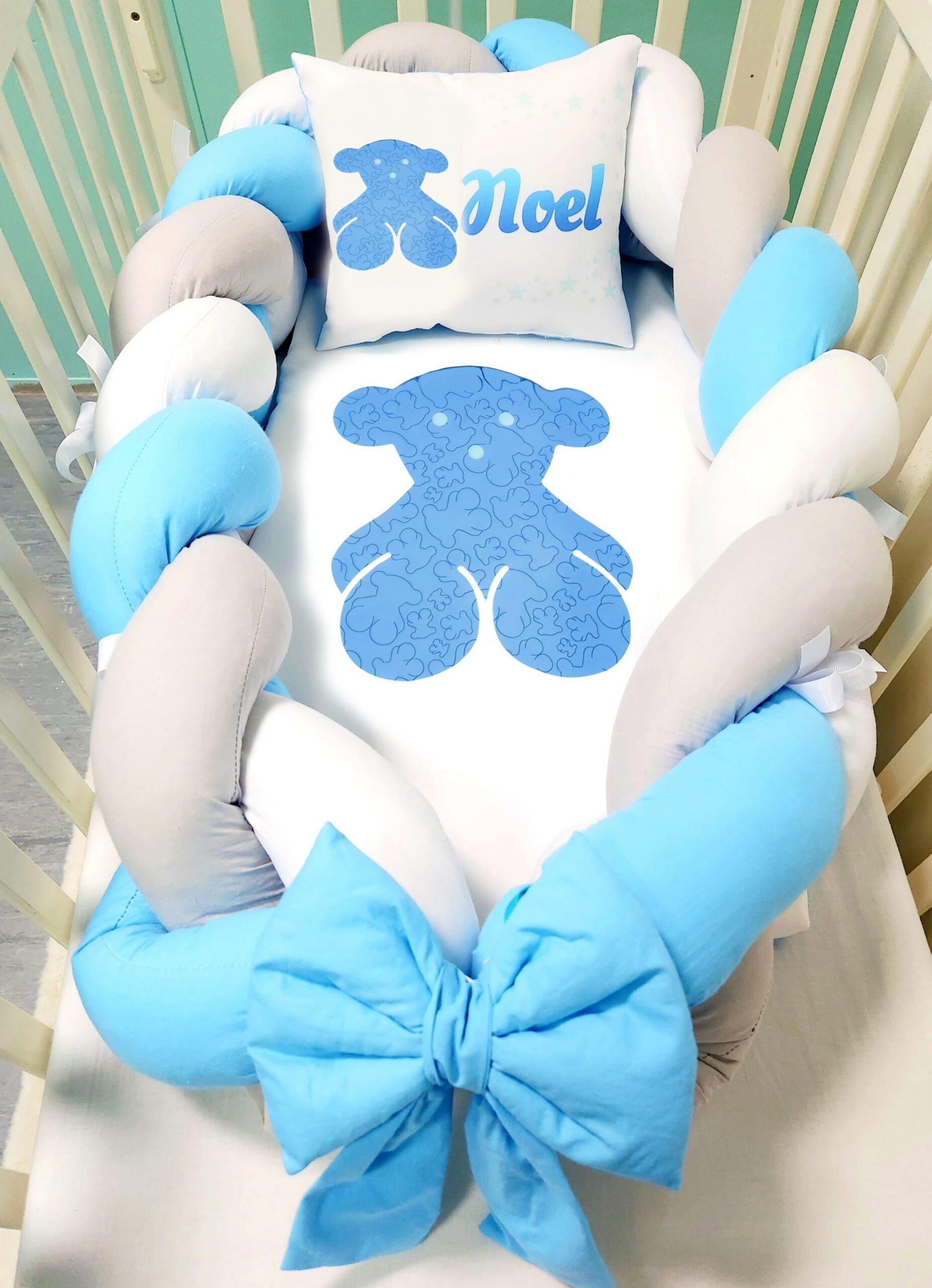 Ninho/Protetor 2 em 1 «Tous azul e cinzento»