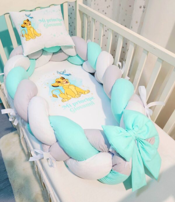 Ninho/Protetor 2 em 1 «Rei Leão verde agua e cinzento»