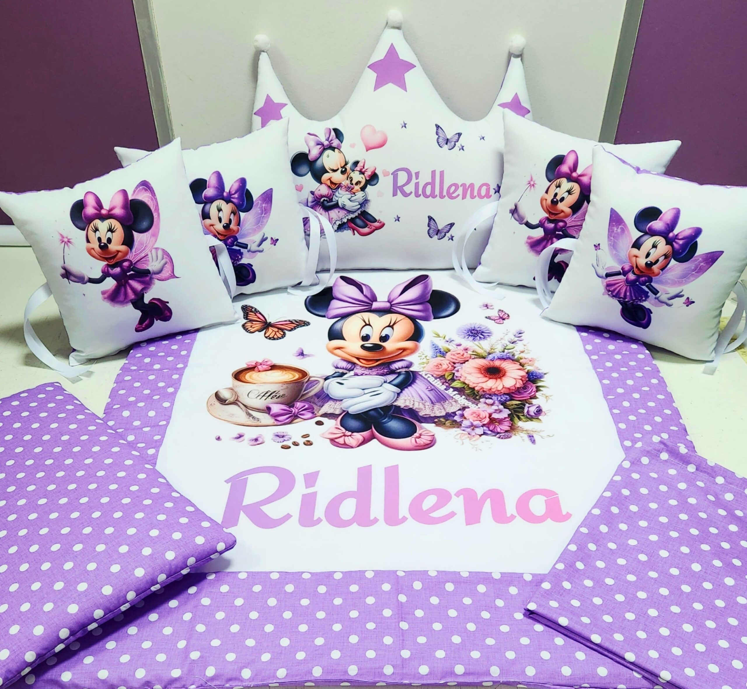 Modelo Coroa «Minnie com flores tecido roxo»