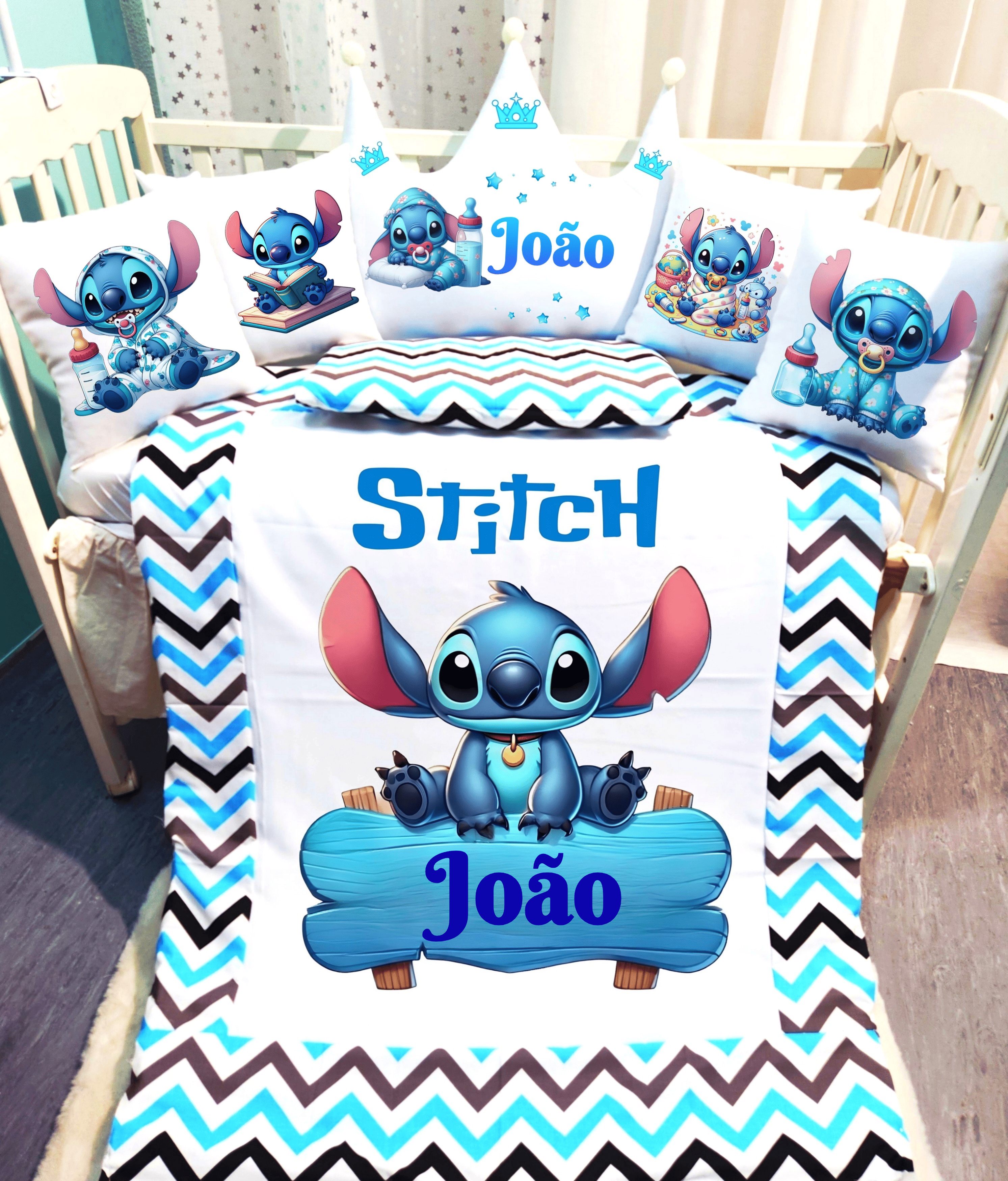 Modelo Coroa «Stitch Zig zag azul»