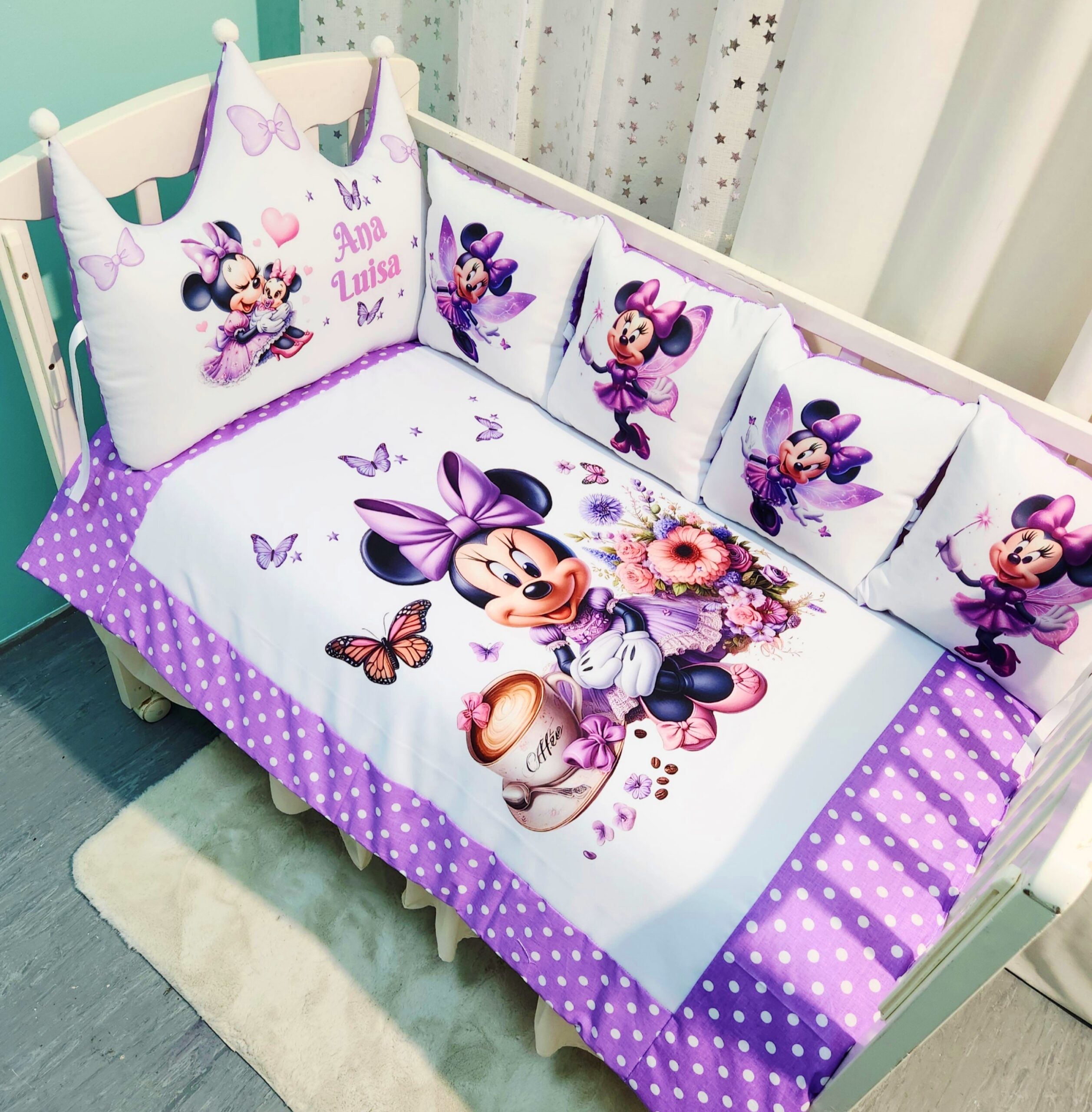 Modelo Coroa «Minnie com flores tecido roxo»