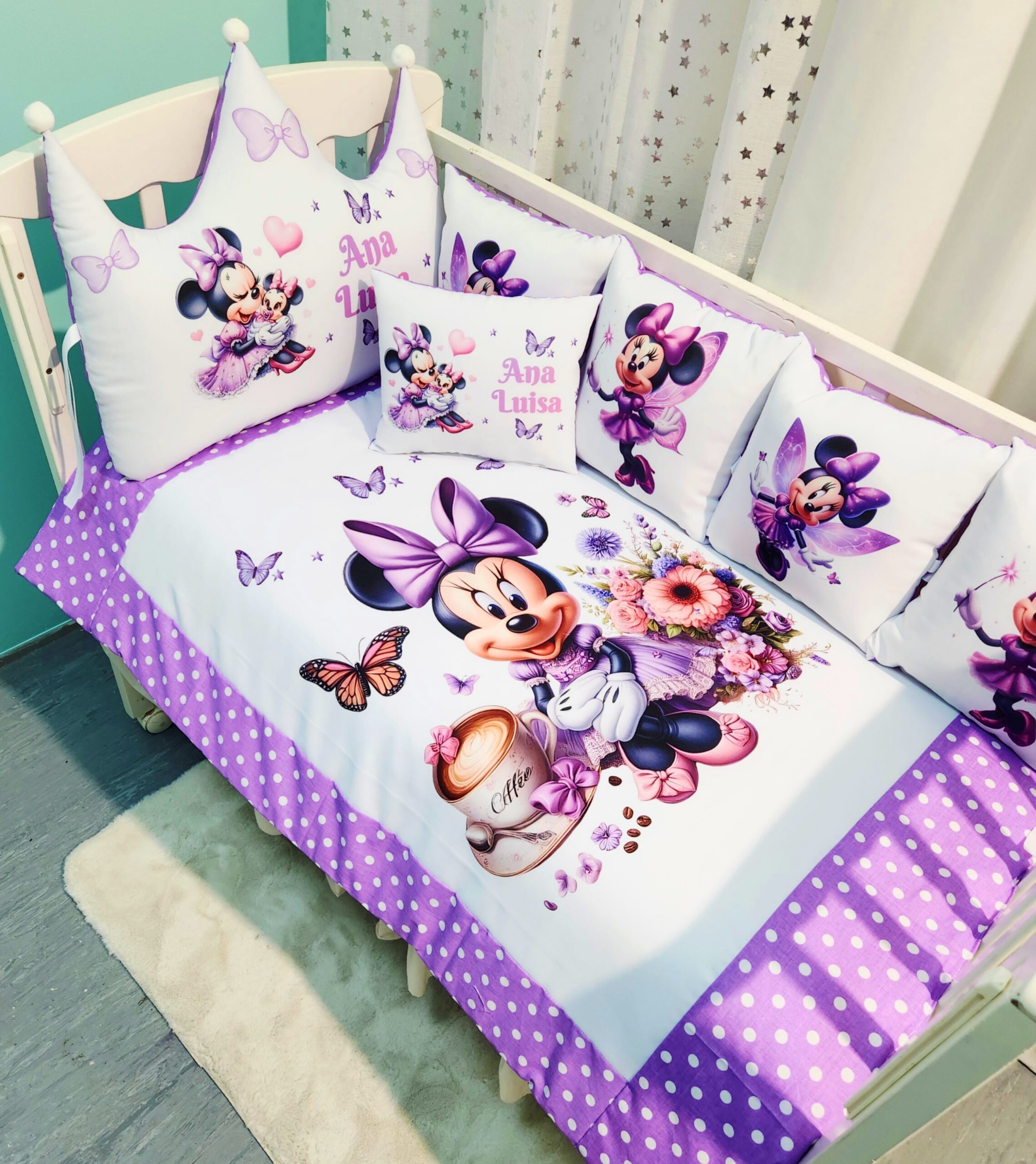 Modelo Coroa «Minnie com flores tecido roxo»