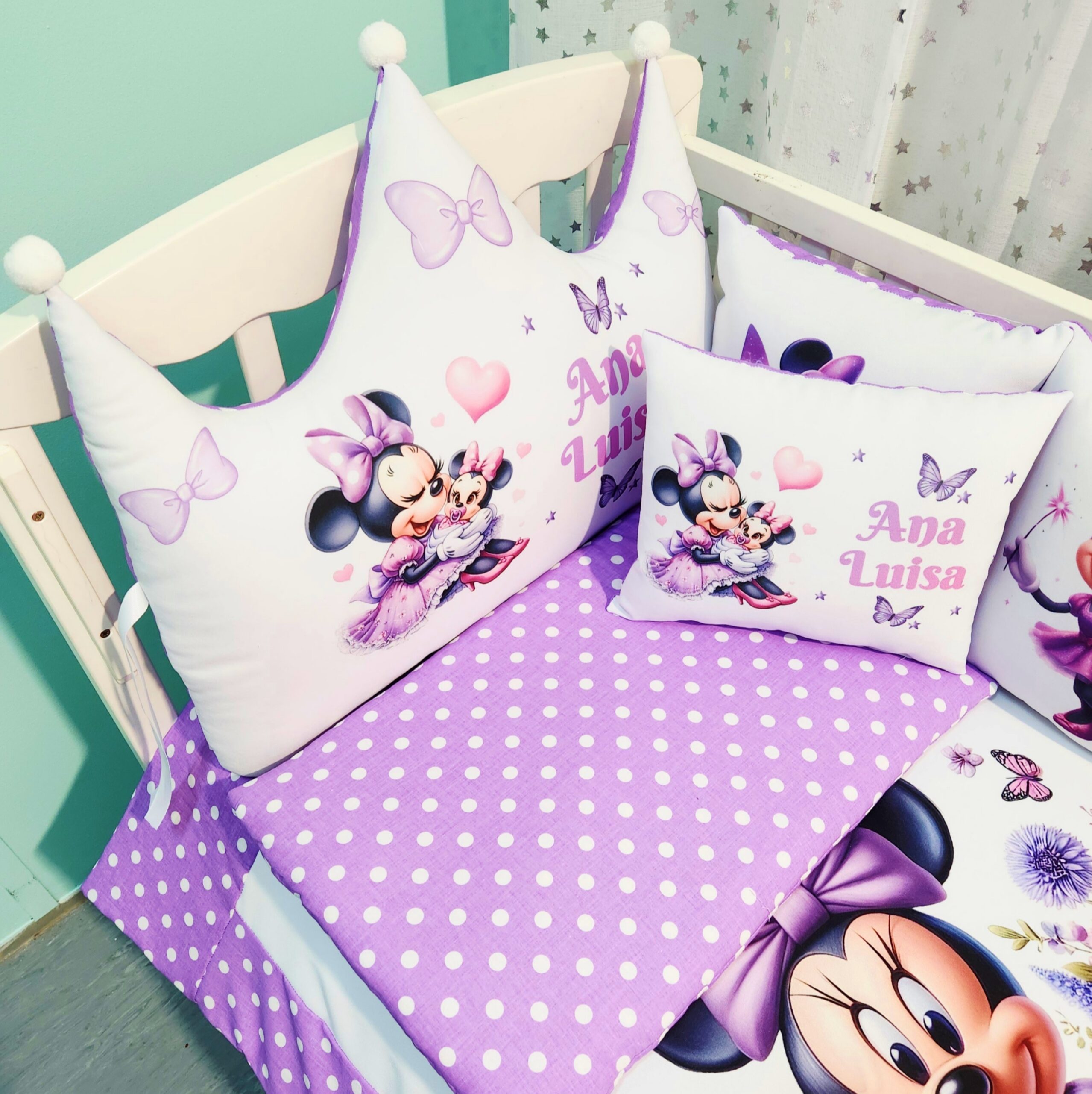 Modelo Coroa «Minnie com flores tecido roxo»