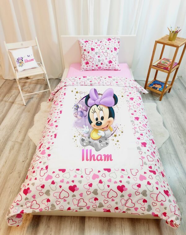 Conjunto para cama solteiro 90×200cm «Minnie com balões»