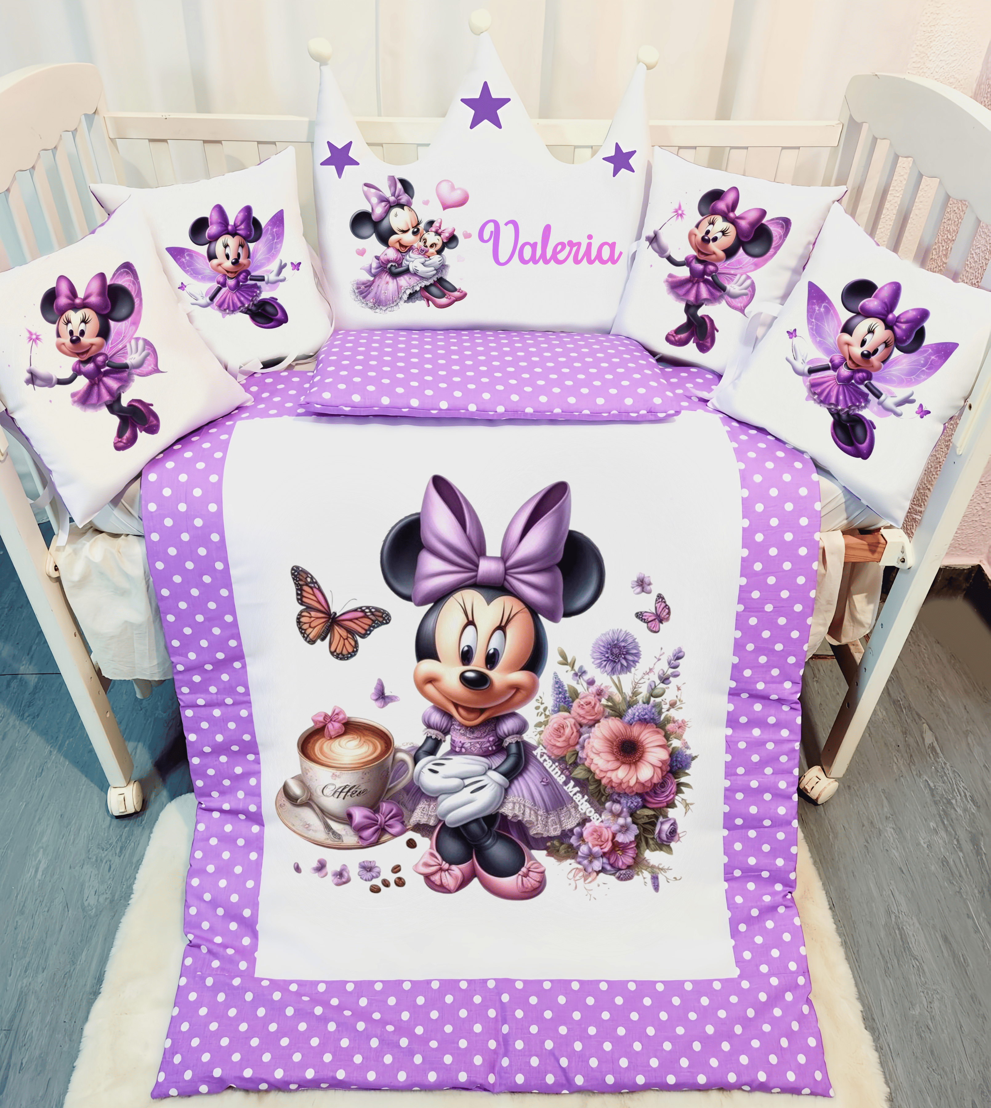 Modelo Coroa «Minnie com flores tecido roxo»