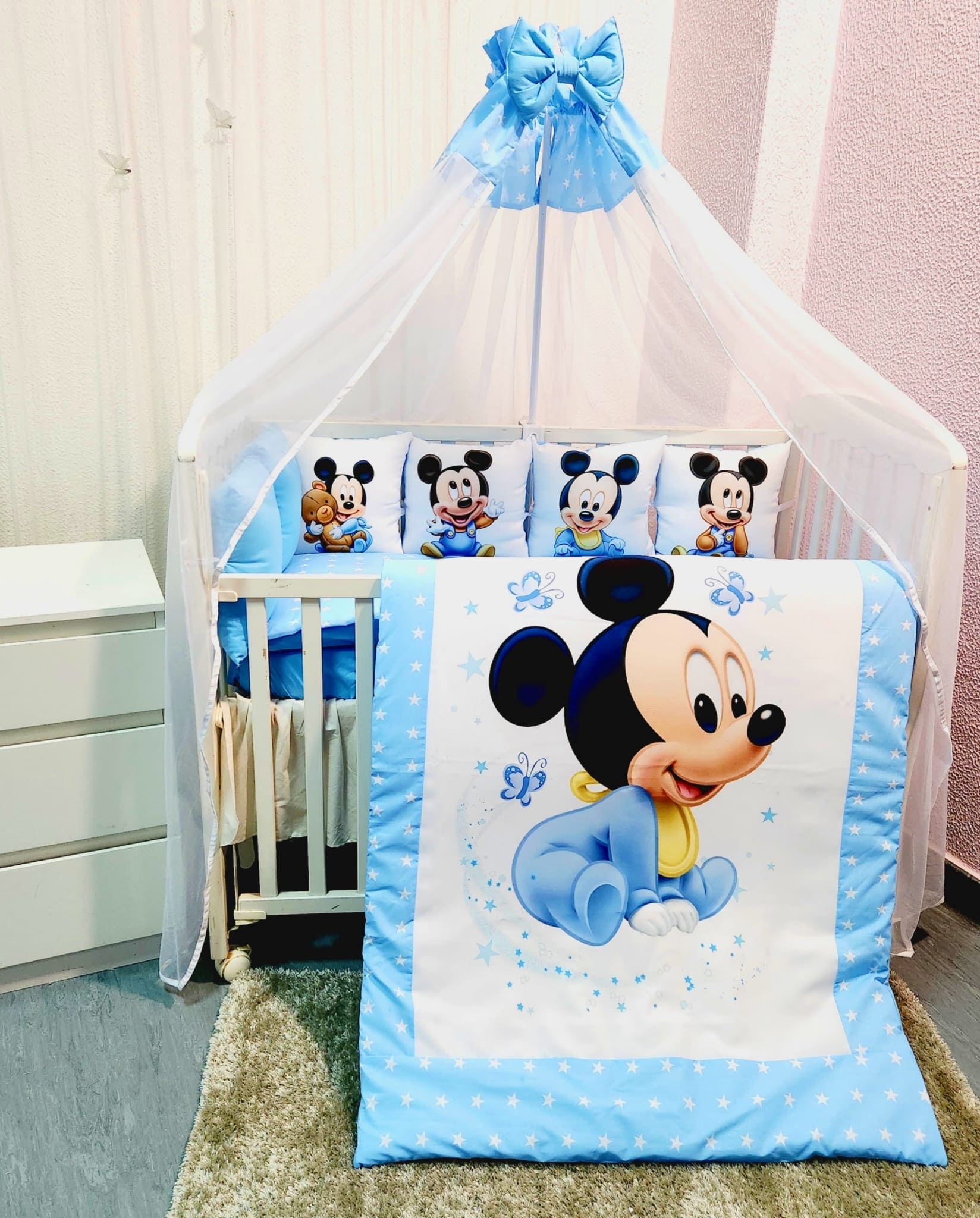 Modelo Almofadas laterais «Mickey estrelas azuis»