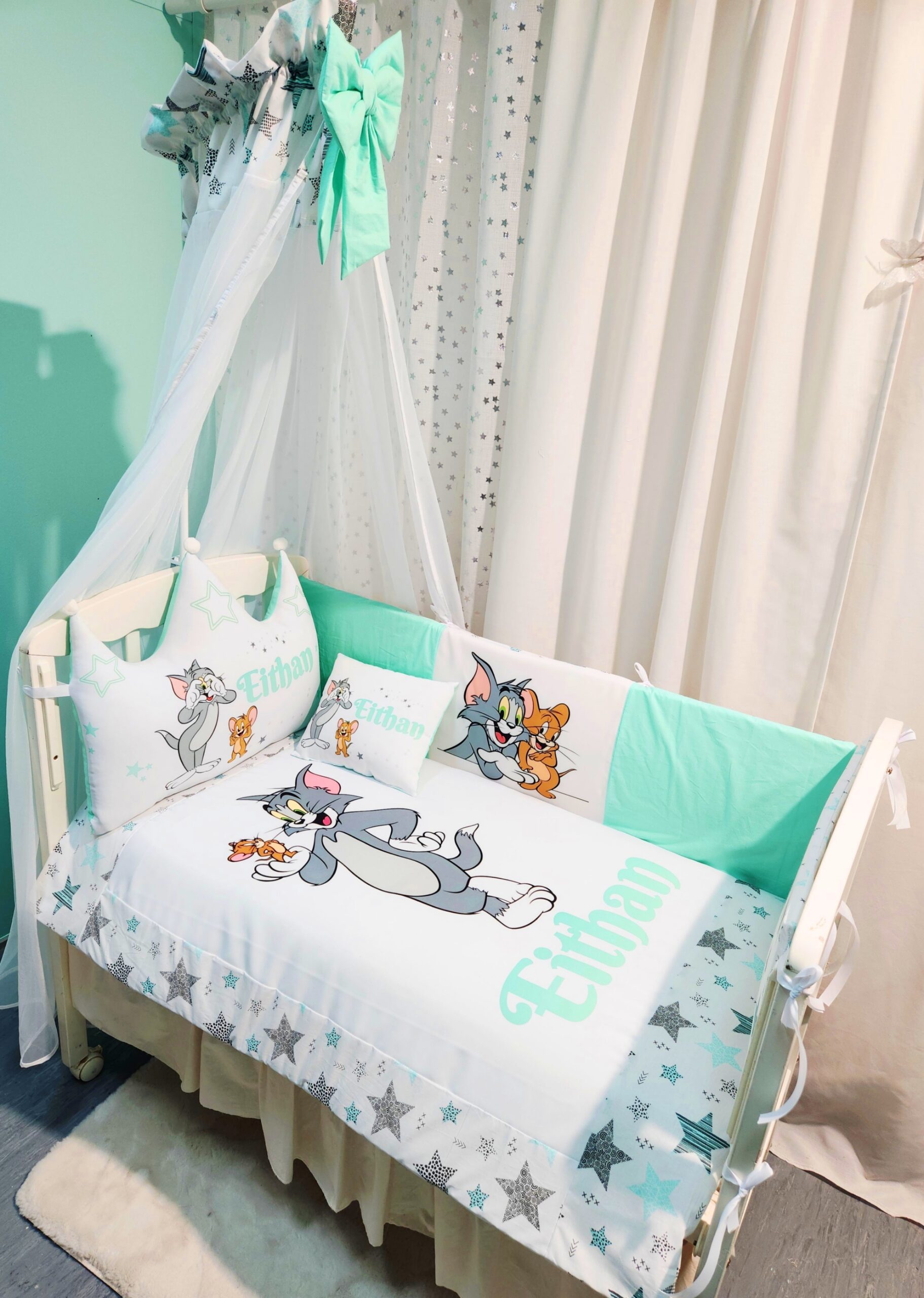 Modelo Proteção total «Tom e Jerry estrelas verde agua»