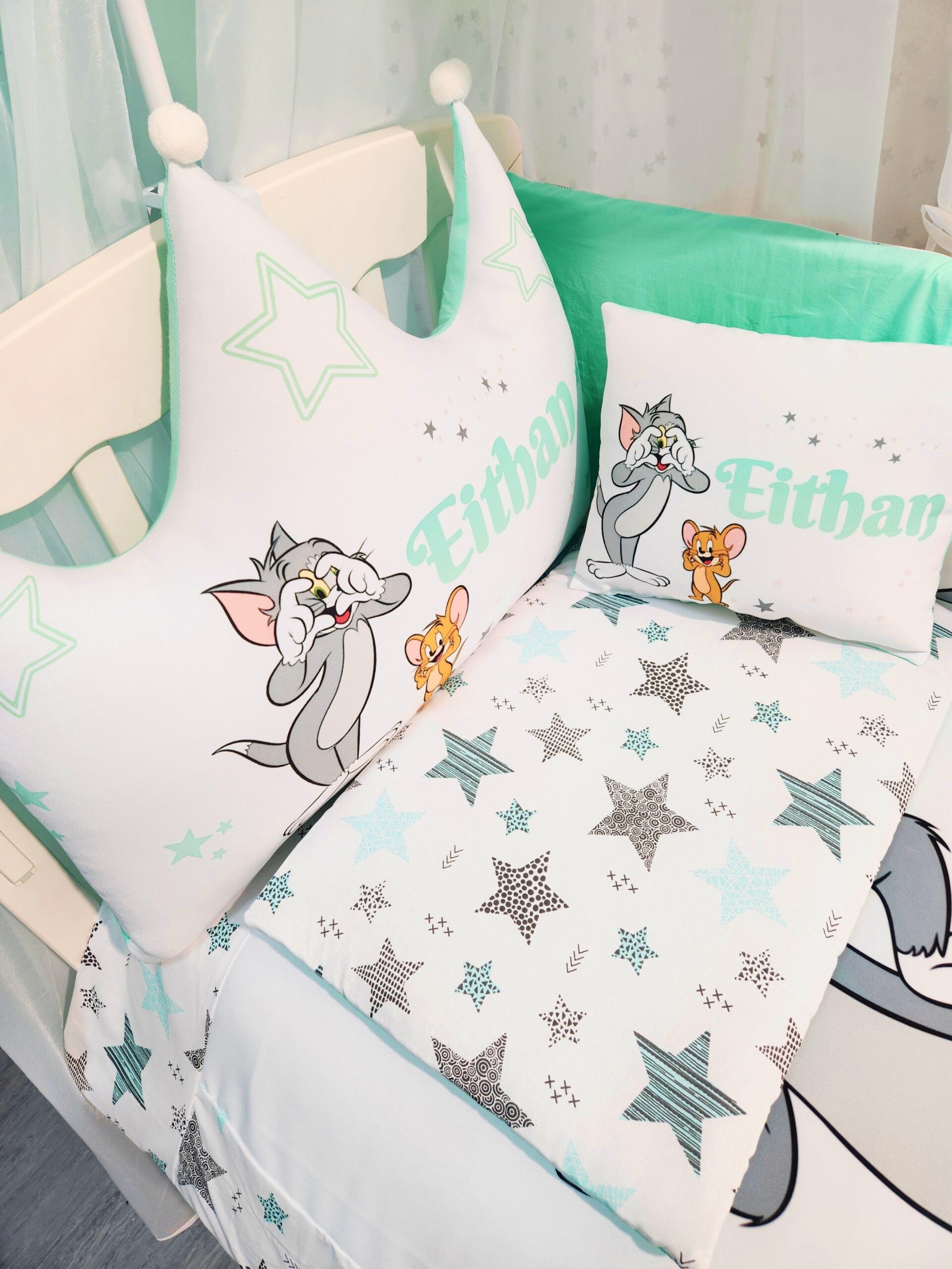 Modelo Proteção total «Tom e Jerry estrelas verde agua»