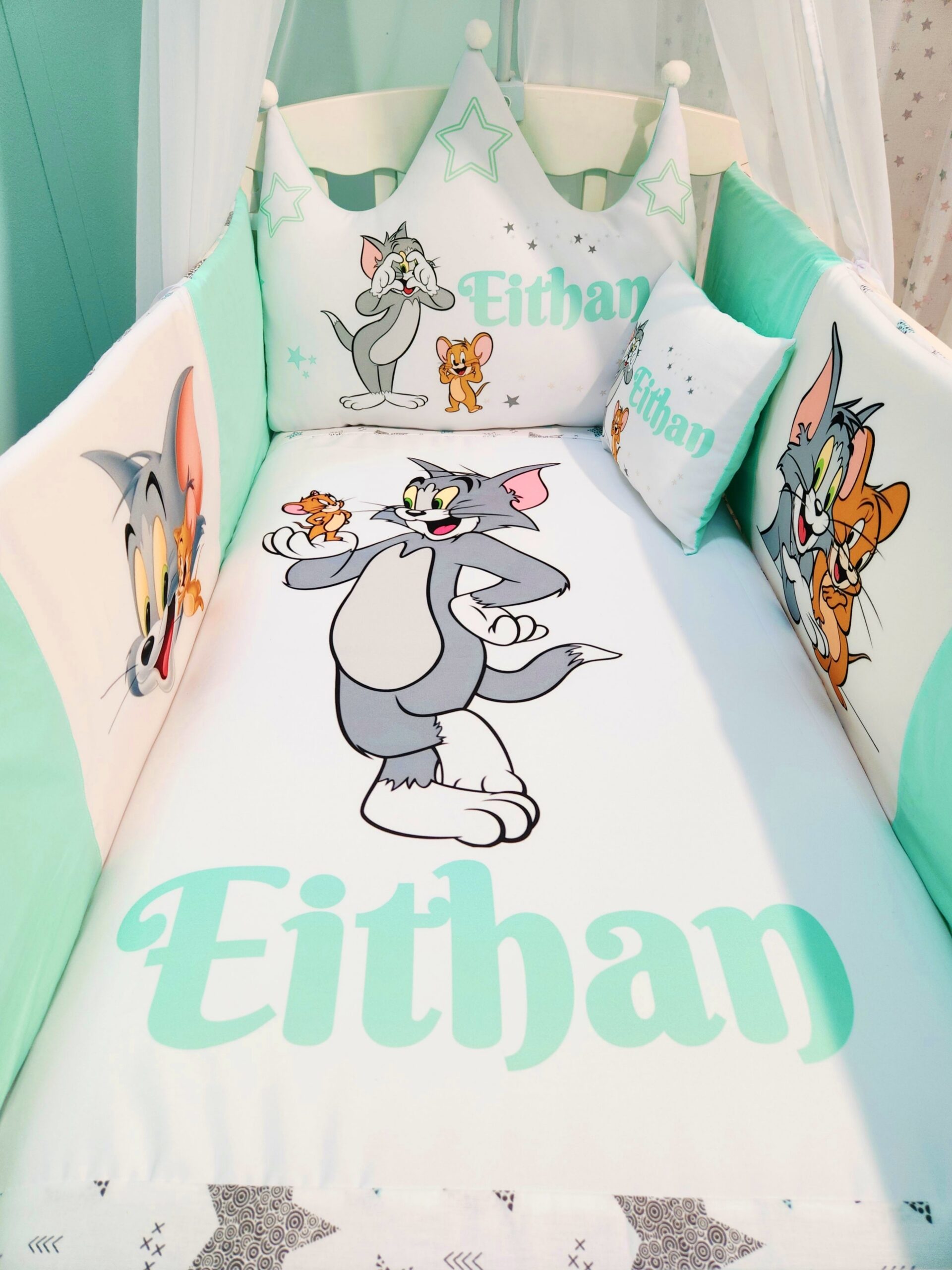 Modelo Proteção total «Tom e Jerry estrelas verde agua»