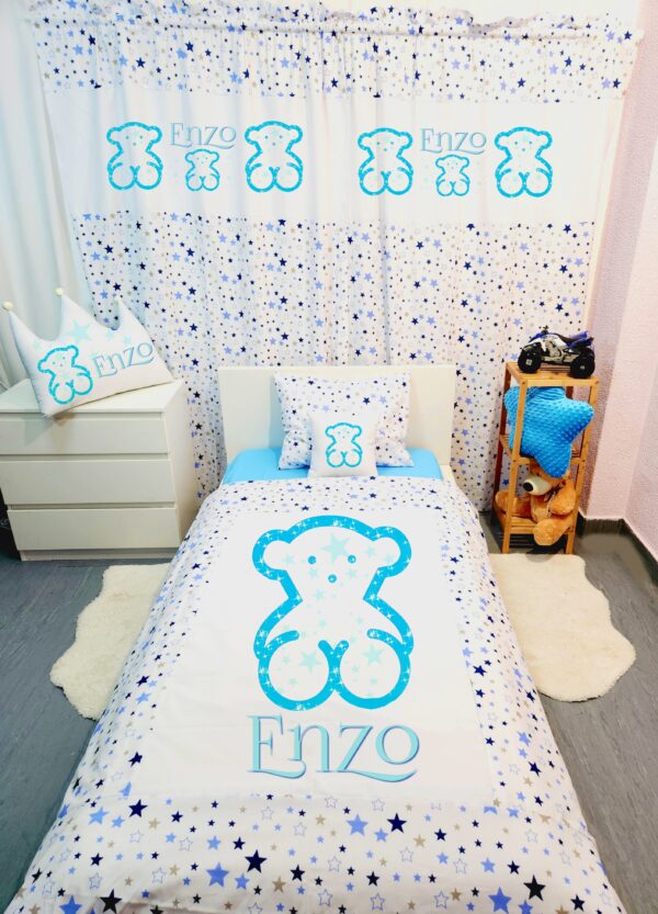 Conjunto para cama solteiro 90×200cm «Tous azul estrelas»