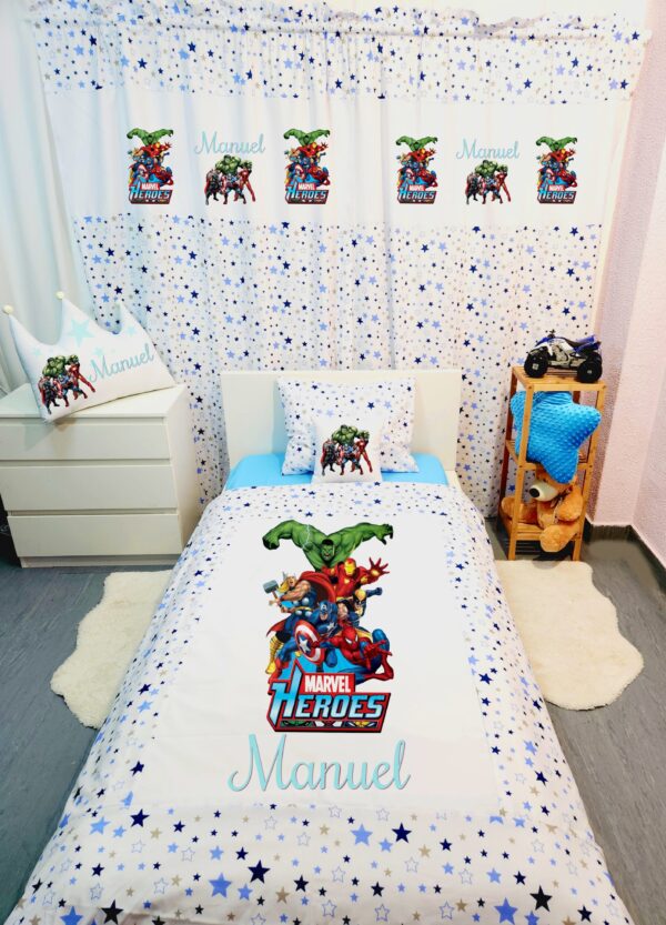 Conjunto para cama solteiro 90×200cm «Super heróis»