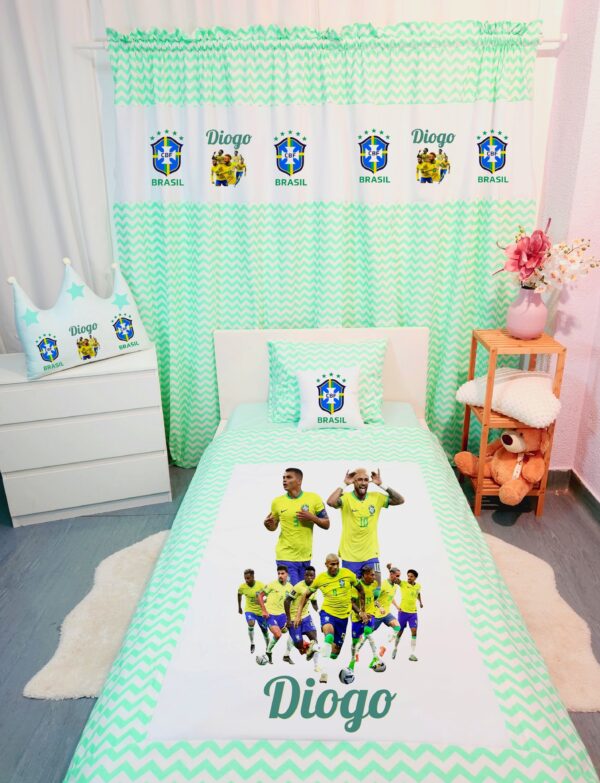 Conjunto para cama solteiro 90×200cm «Equipa Brasil 2»