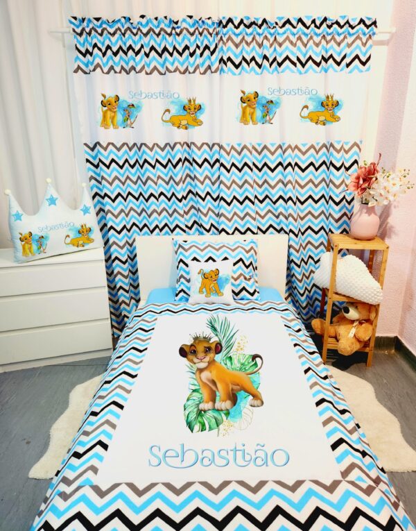 Conjunto para cama solteiro 90×200cm «Rei Leão folhas»