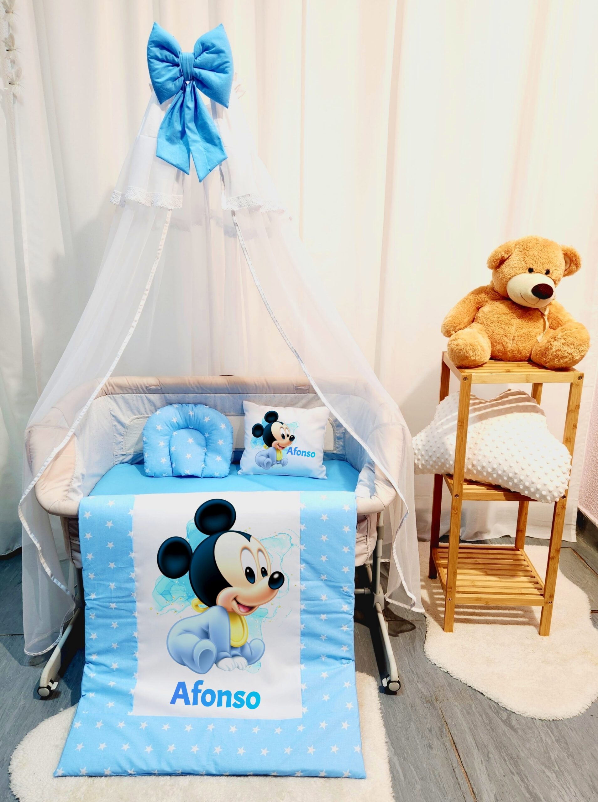 Roupa para mini berço «Mickey azul»