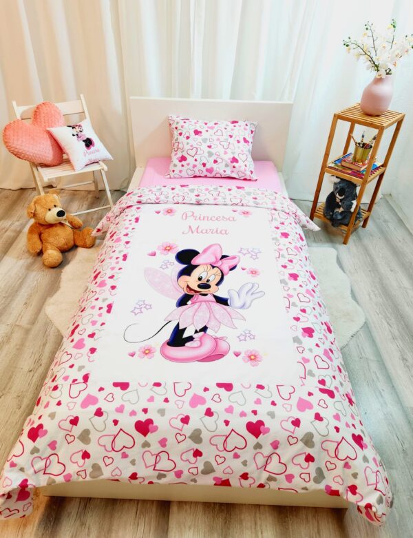 Conjunto para cama solteiro 90×200cm «Minnie rosa»