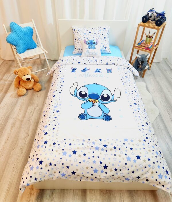Conjunto para cama solteiro 90×200cm «Stitch azul»