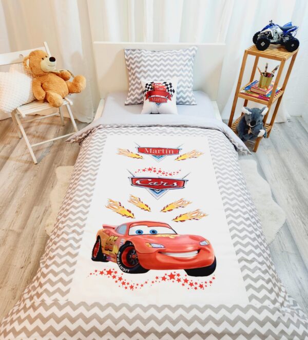 Conjunto para cama solteiro 90×200cm «Cars zig zag cinzento»
