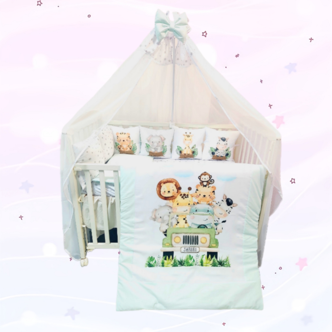 Conjunto 8 peças «Safari verde água»