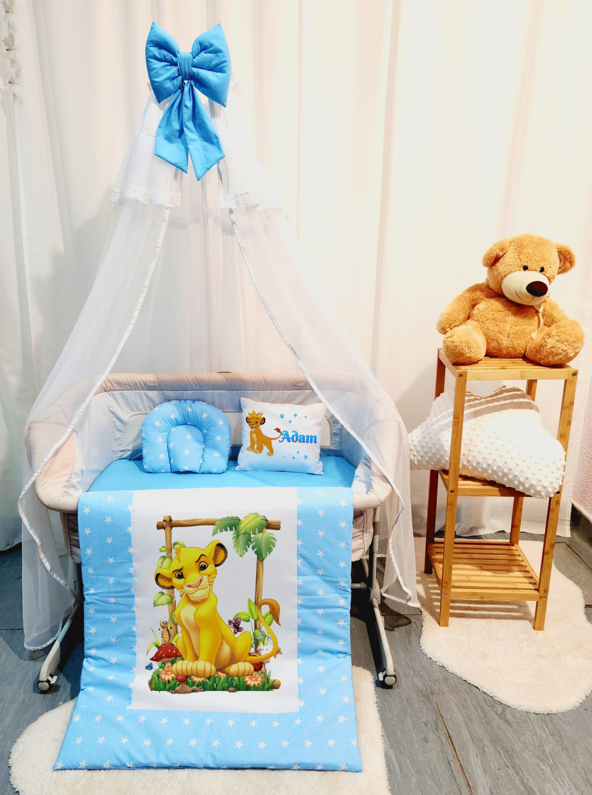 Roupa para mini berço «Rei Leão azul»