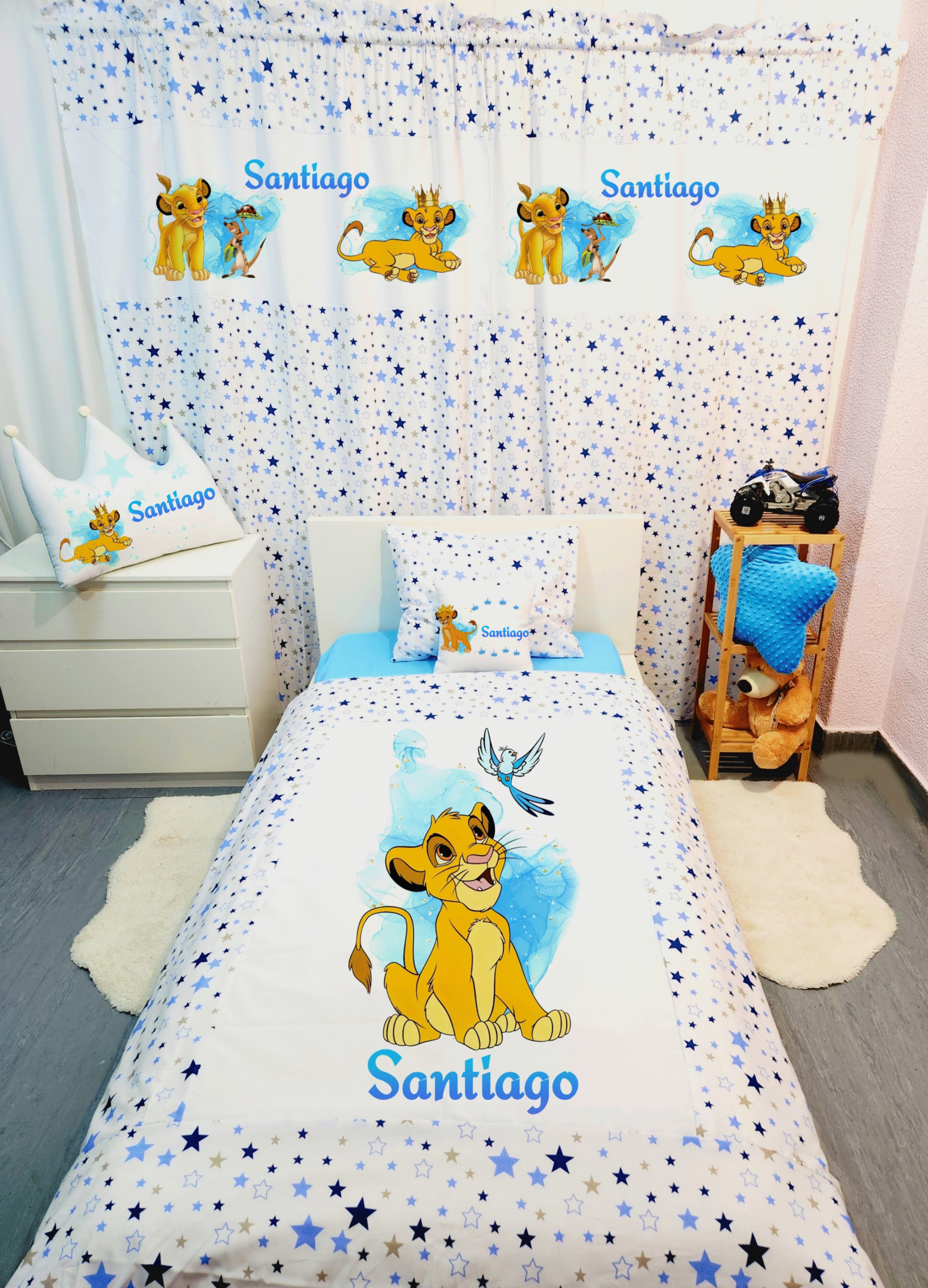 Conjunto para cama solteiro 90×200cm «Rei Leão azul»
