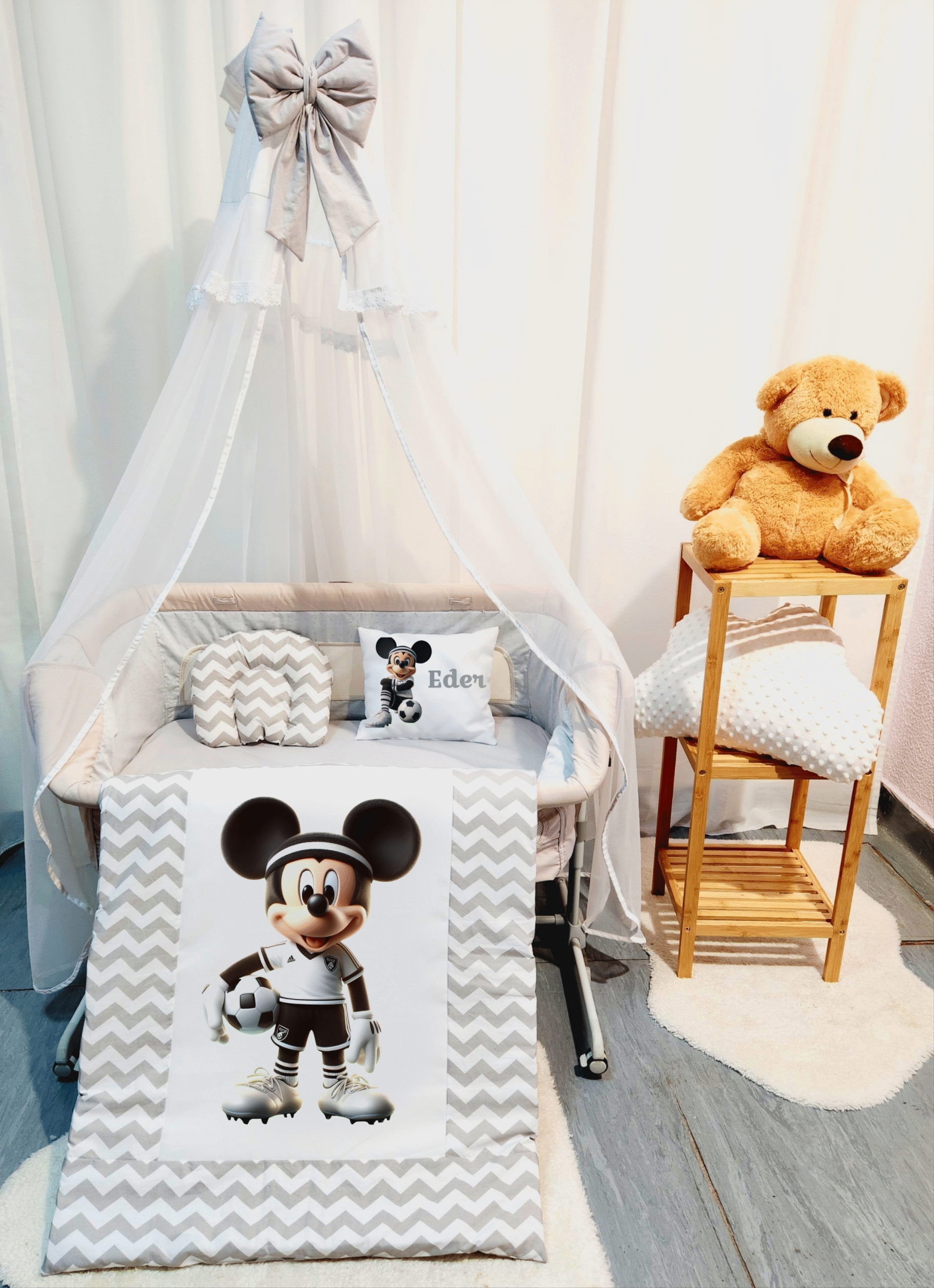 Roupa para mini berço «Mickey Futbolista»