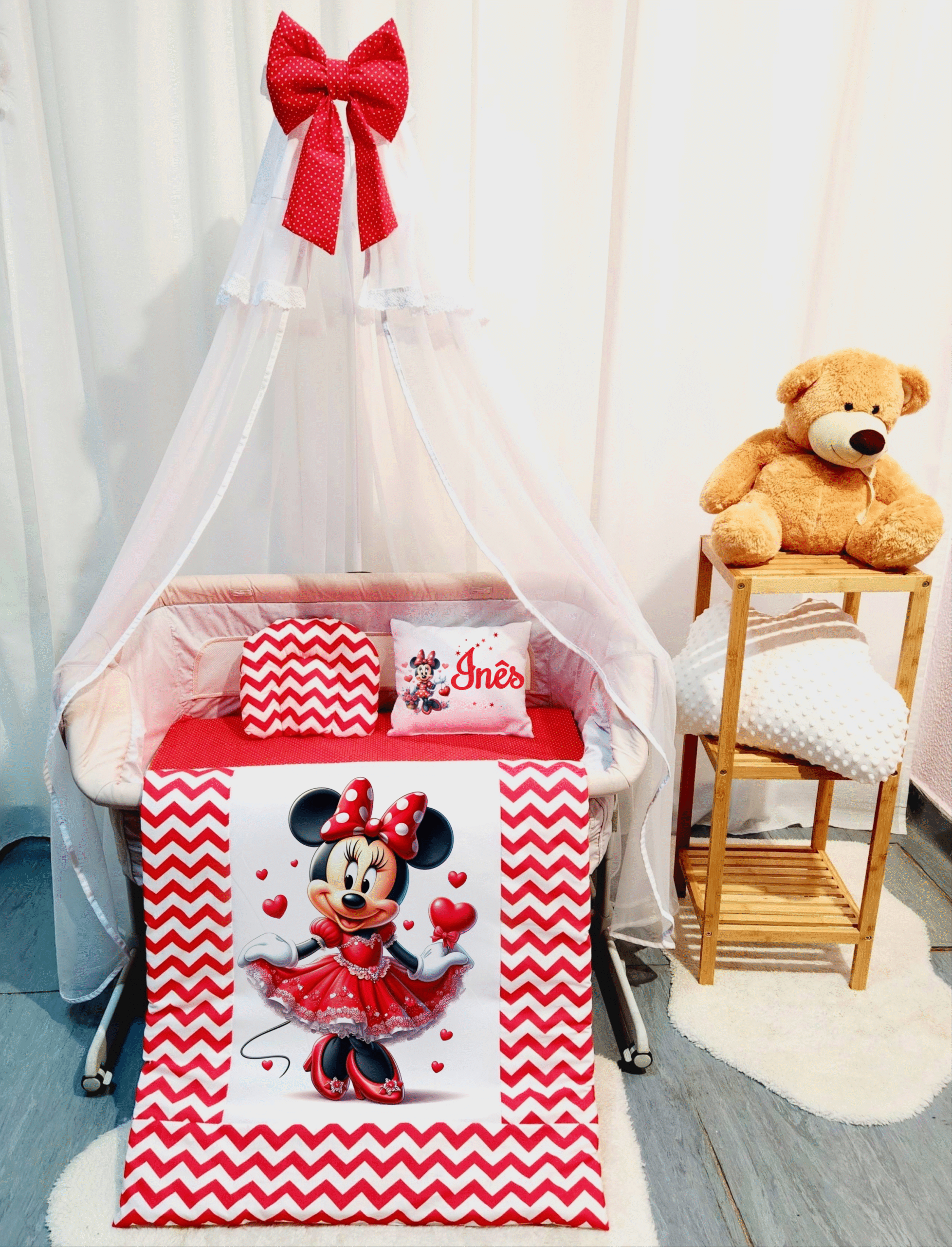 Roupa para mini berço «Minnie vermelha»