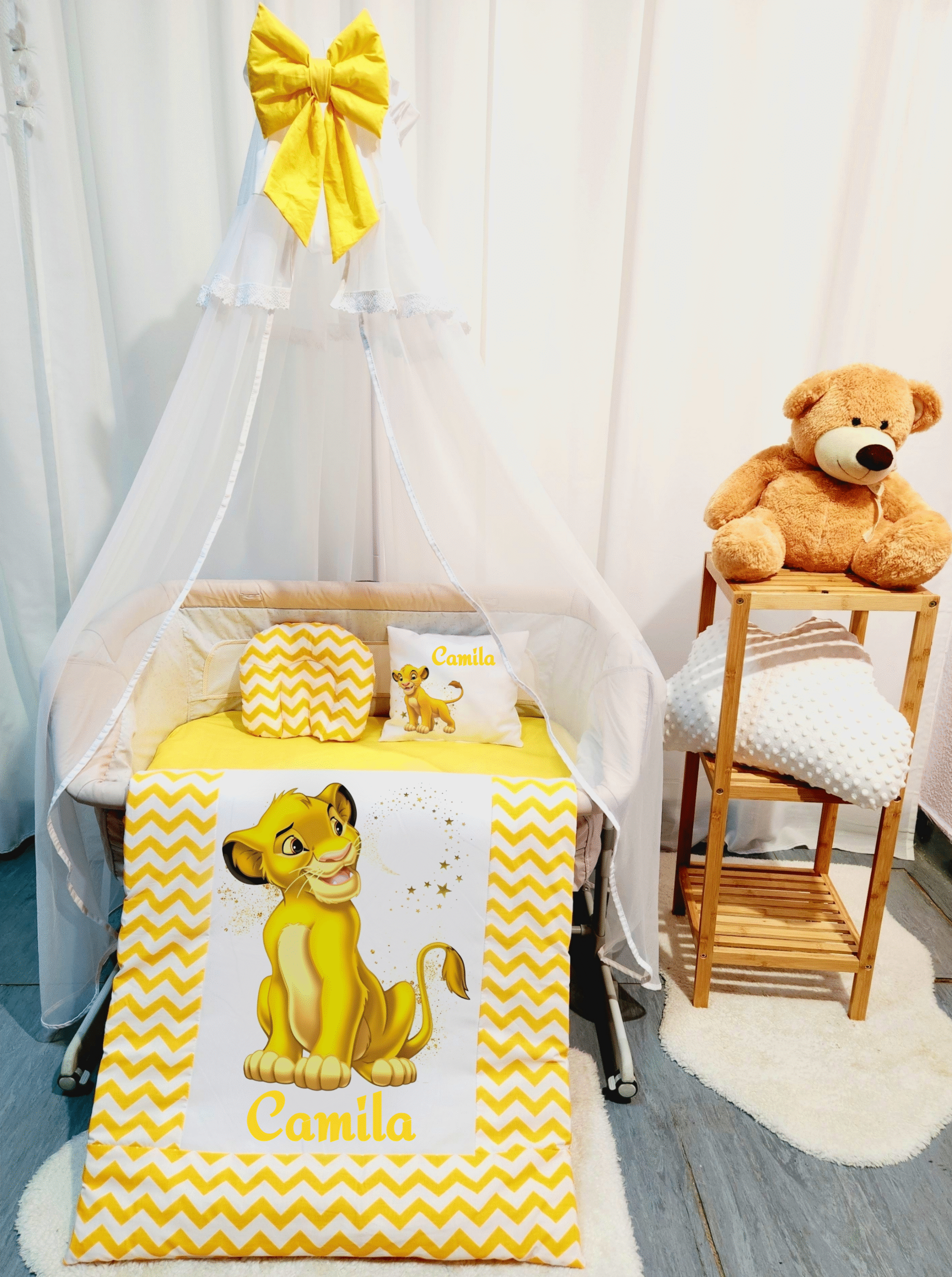Roupa para mini berço «Rei Leão amarelo»