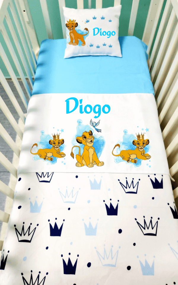 Conjunto Lençois «Rei Leão coroas azuis»