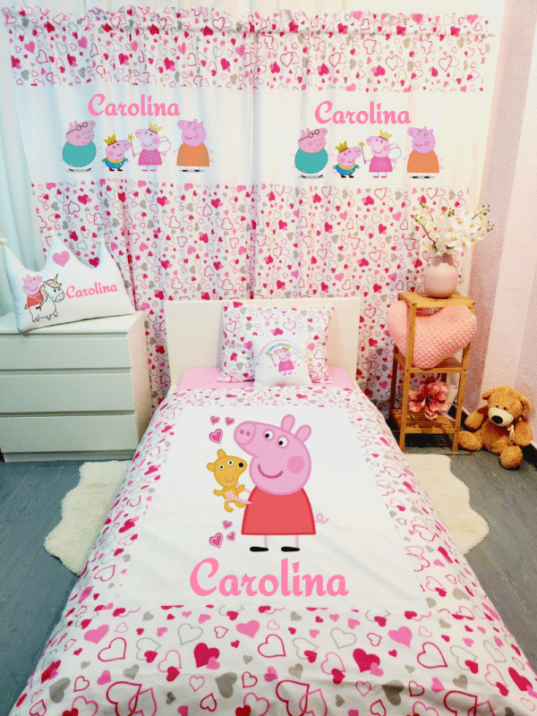 Conjunto para cama solteiro 90×200cm «Porquinha Peppa»