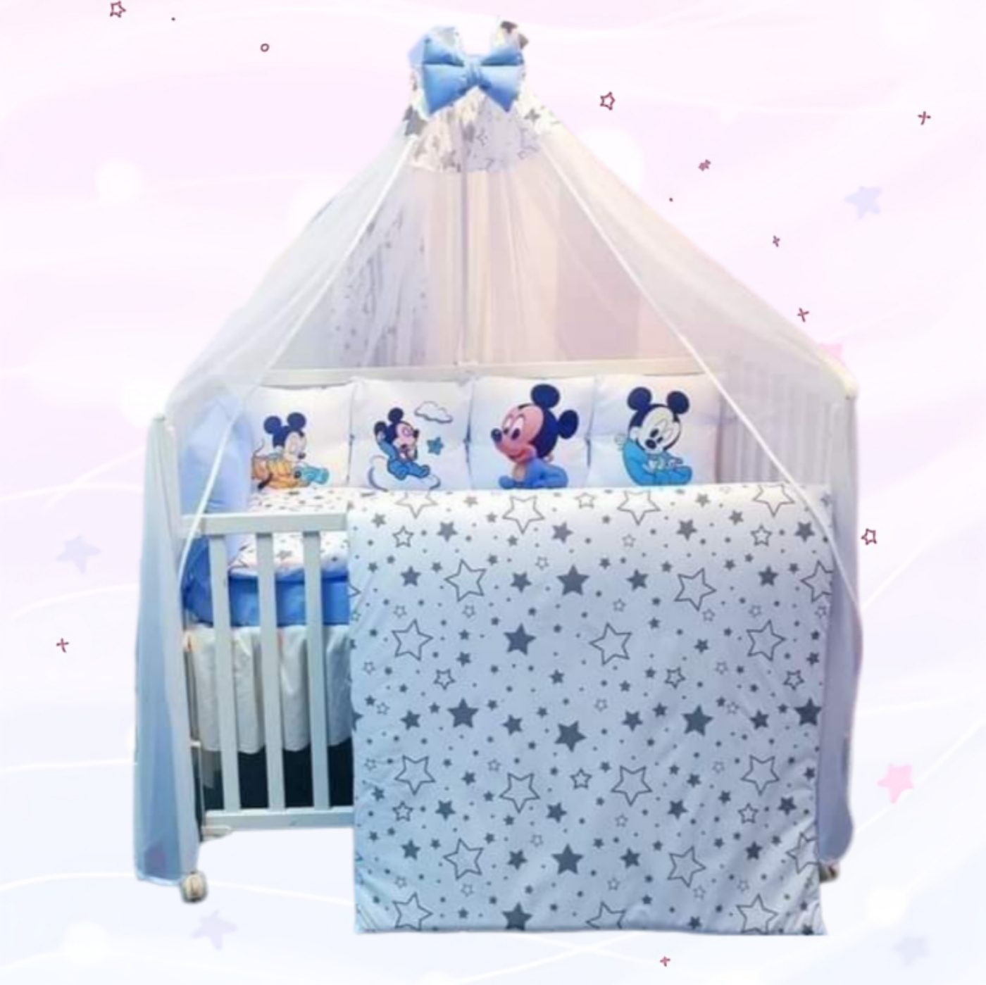 Conjunto 8 peças «Mickey estrelas cinzentas»