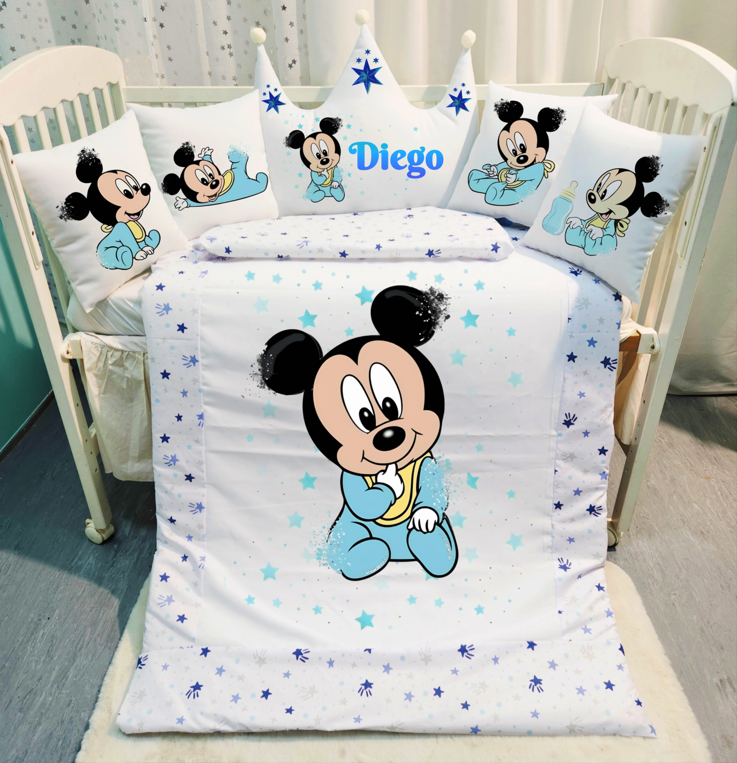 Conjunto Coroa «Mickey estrelas azul e cinzentos»