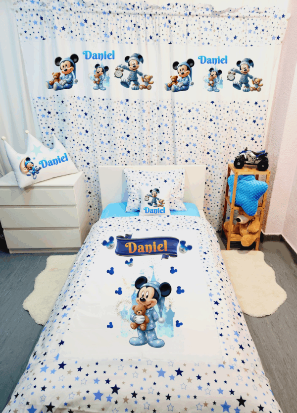 Conjunto para cama solteiro 90×200cm «Mickey com ursinho»